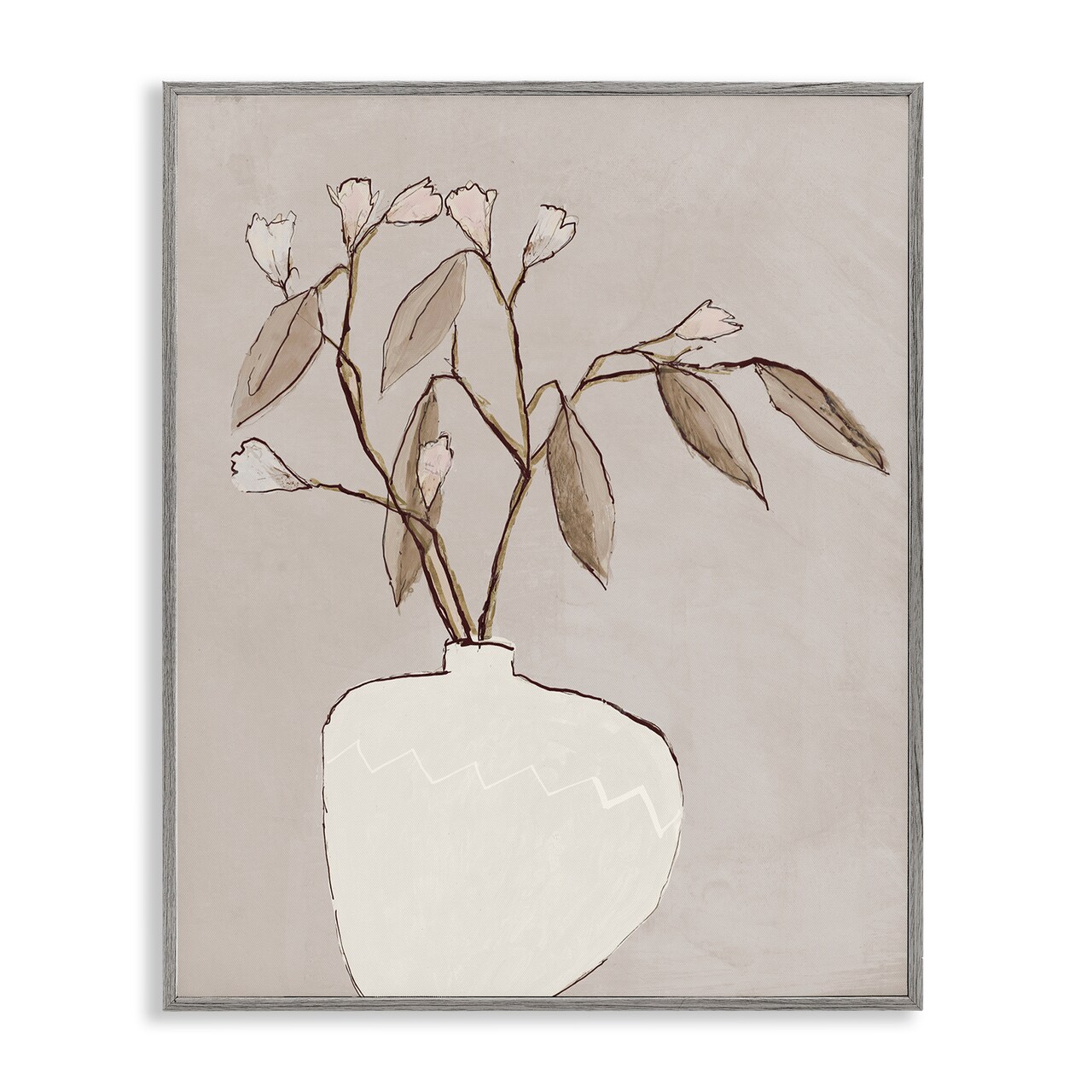 Stupell Industries Neutral Tan Greenery Framed Giclee Wall Art Design by Lorenzo Collective